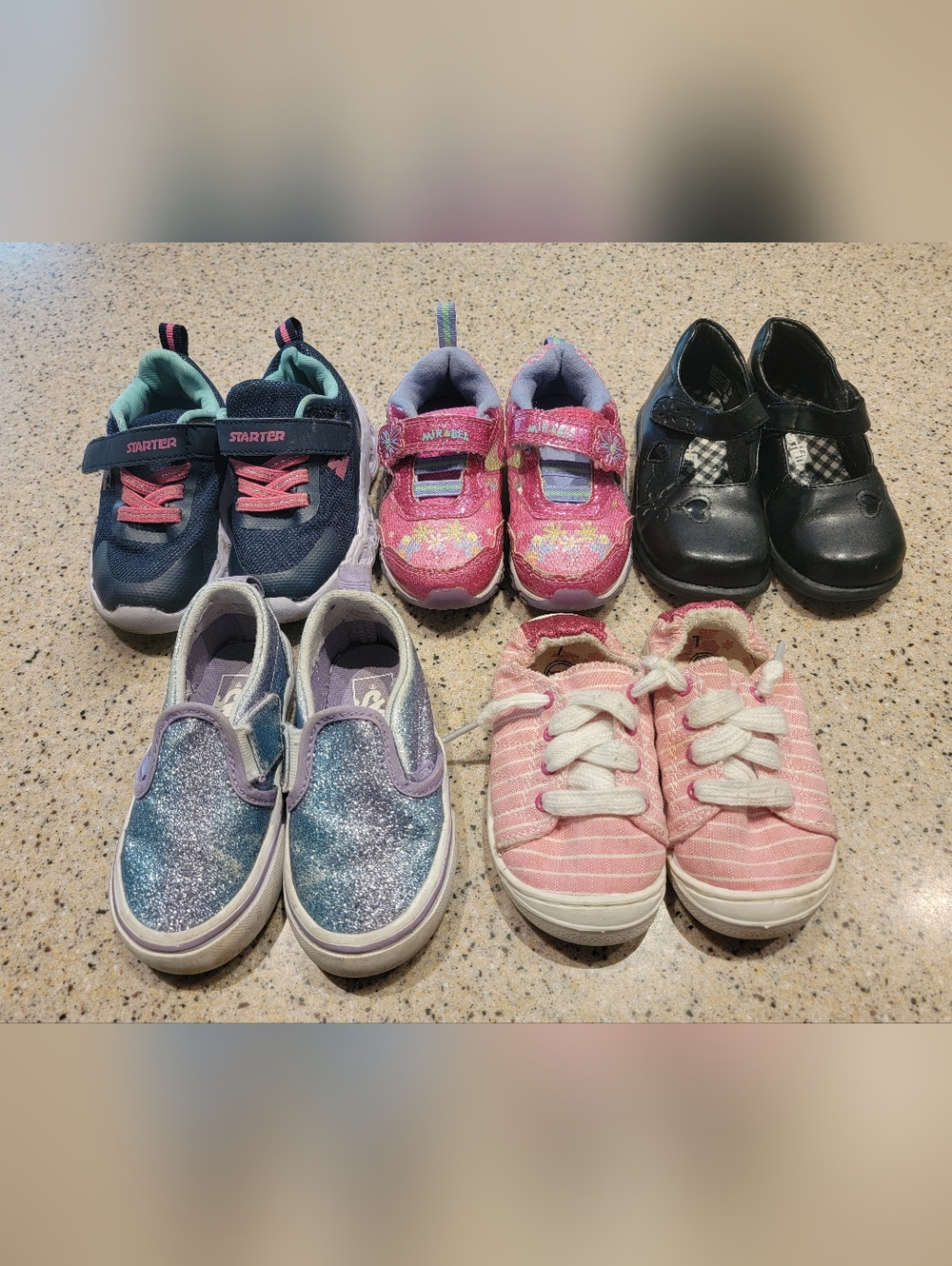 Girl's Toddler Shoes, Size 7, mostly Sneakers, VANS, Disney and More, Lot of 5